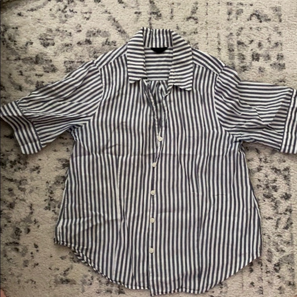 J Crew Short Sleeve Stripe Button Down Size XS